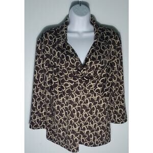 Vintage Newport News Brown Whimsical 3/4 Sleeve Ruched Short Size XL Sexy Boho